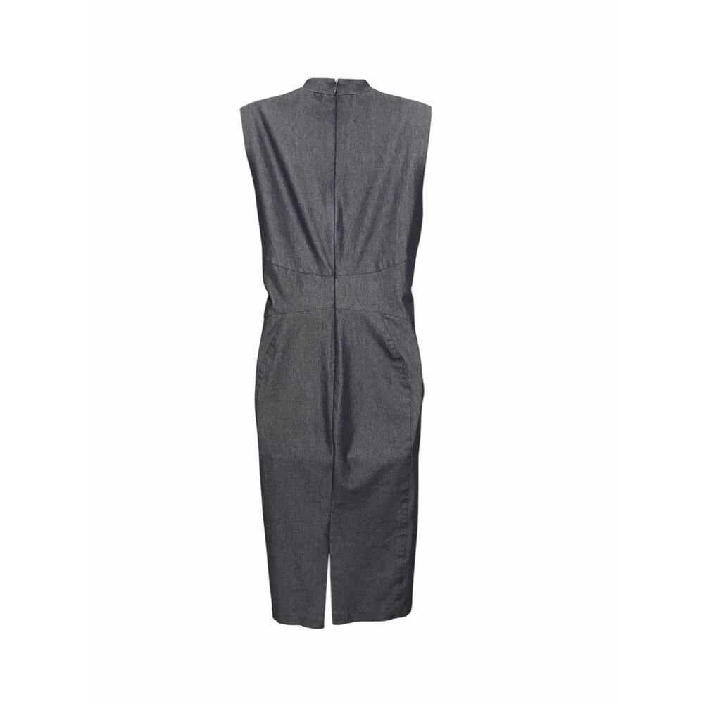 White House Black Market Gray Sheath Dress Sleeveless V-Neck Size 10 - Picture 6 of 8